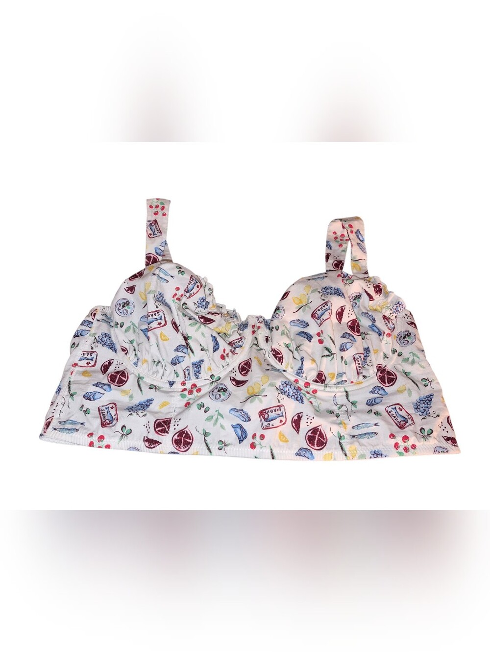 Colsie Woven Corset White Fruit & Sardine Pattern Size XXL